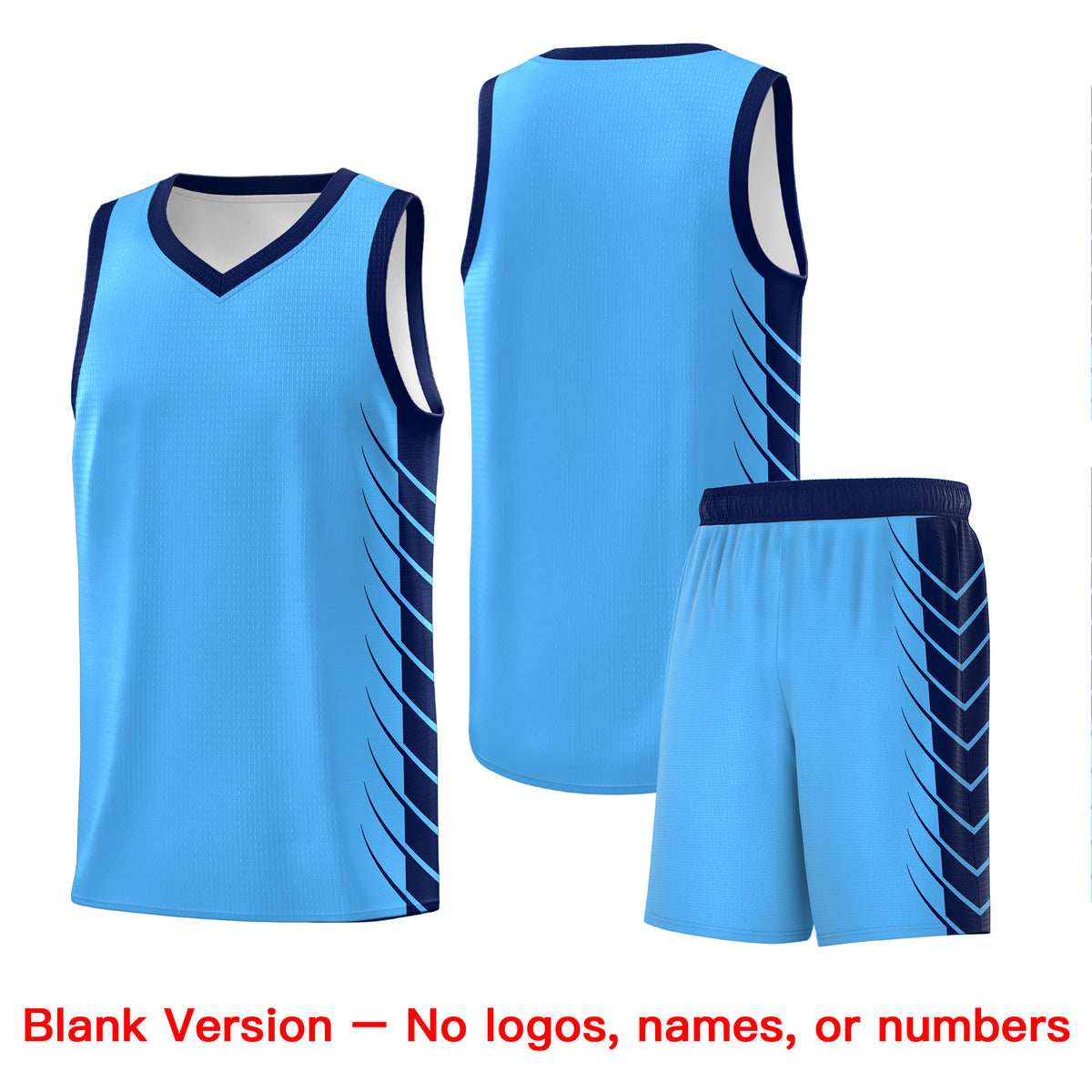 Custom Powder Blue Navy Personalized Side Symmetrical Line Pattern Sports Uniform Basketball Jersey