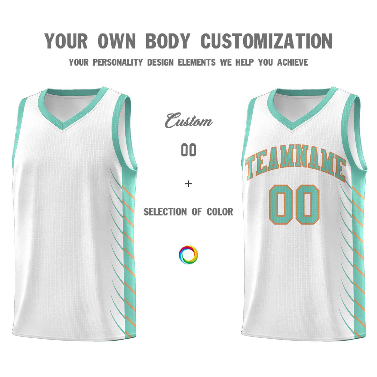 Custom White Bright Green Personalized Side Symmetrical Line Pattern Sports Uniform Basketball Jersey