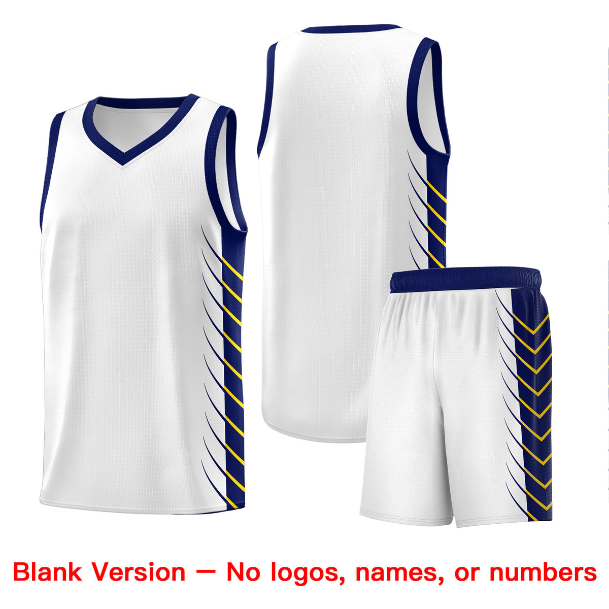 Custom White Navy Personalized Side Symmetrical Line Pattern Sports Uniform Basketball Jersey