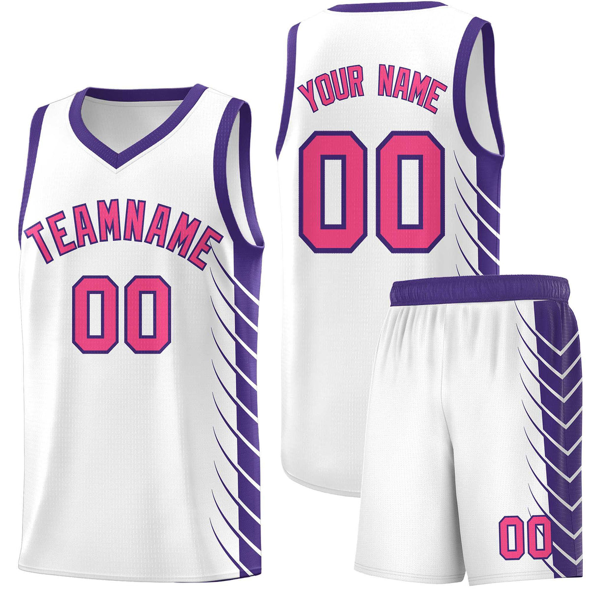 Custom White Purple Personalized Side Symmetrical Line Pattern Sports Uniform Basketball Jersey