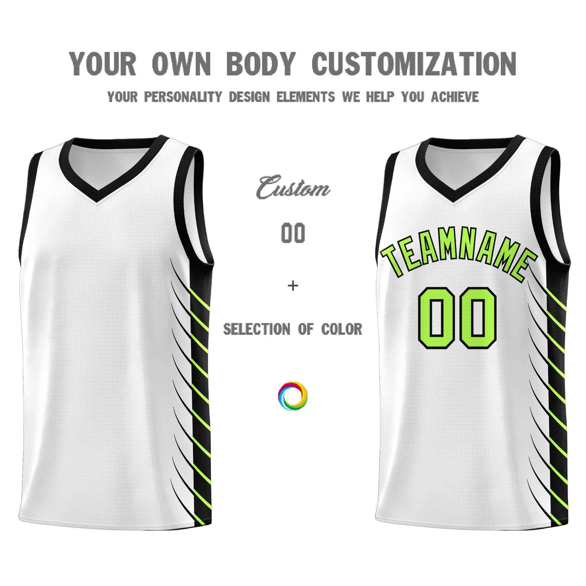 Custom White Black Personalized Side Symmetrical Line Pattern Sports Uniform Basketball Jersey