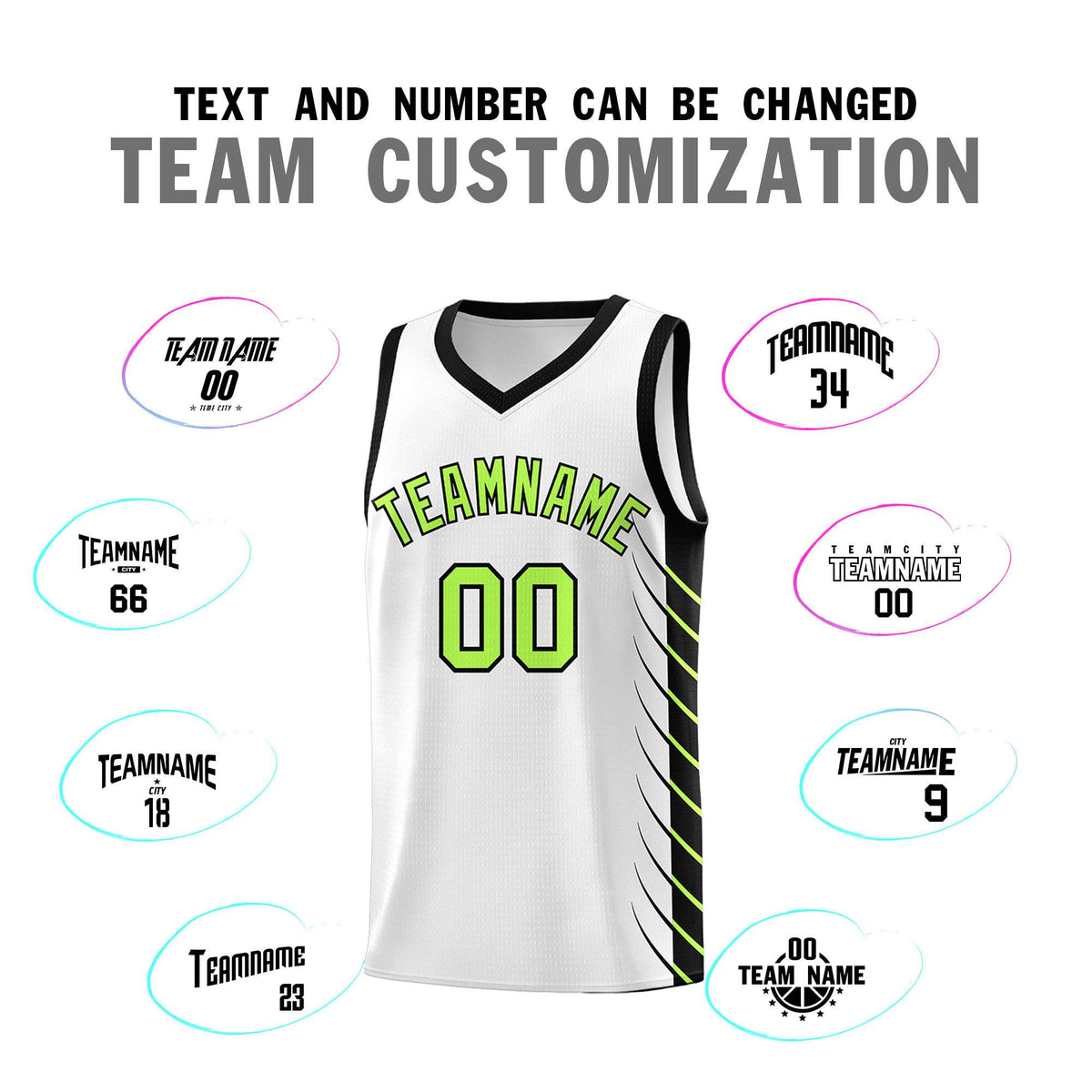 Custom White Black Personalized Side Symmetrical Line Pattern Sports Uniform Basketball Jersey