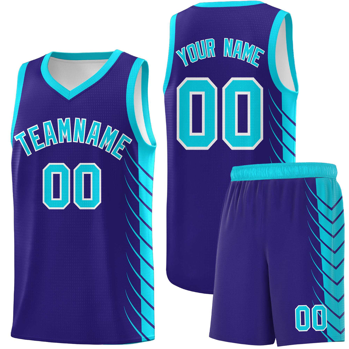 Custom Royal Sky Blue Personalized Side Symmetrical Line Pattern Sports Uniform Basketball Jersey