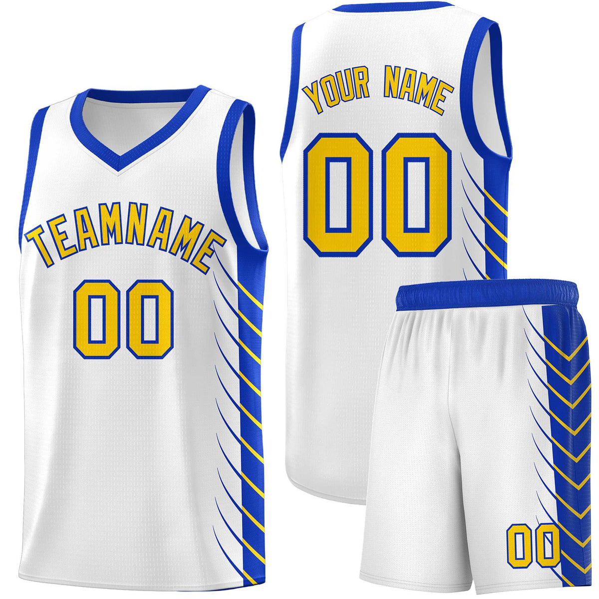 Custom White Royal Personalized Side Symmetrical Line Pattern Sports Uniform Basketball Jersey
