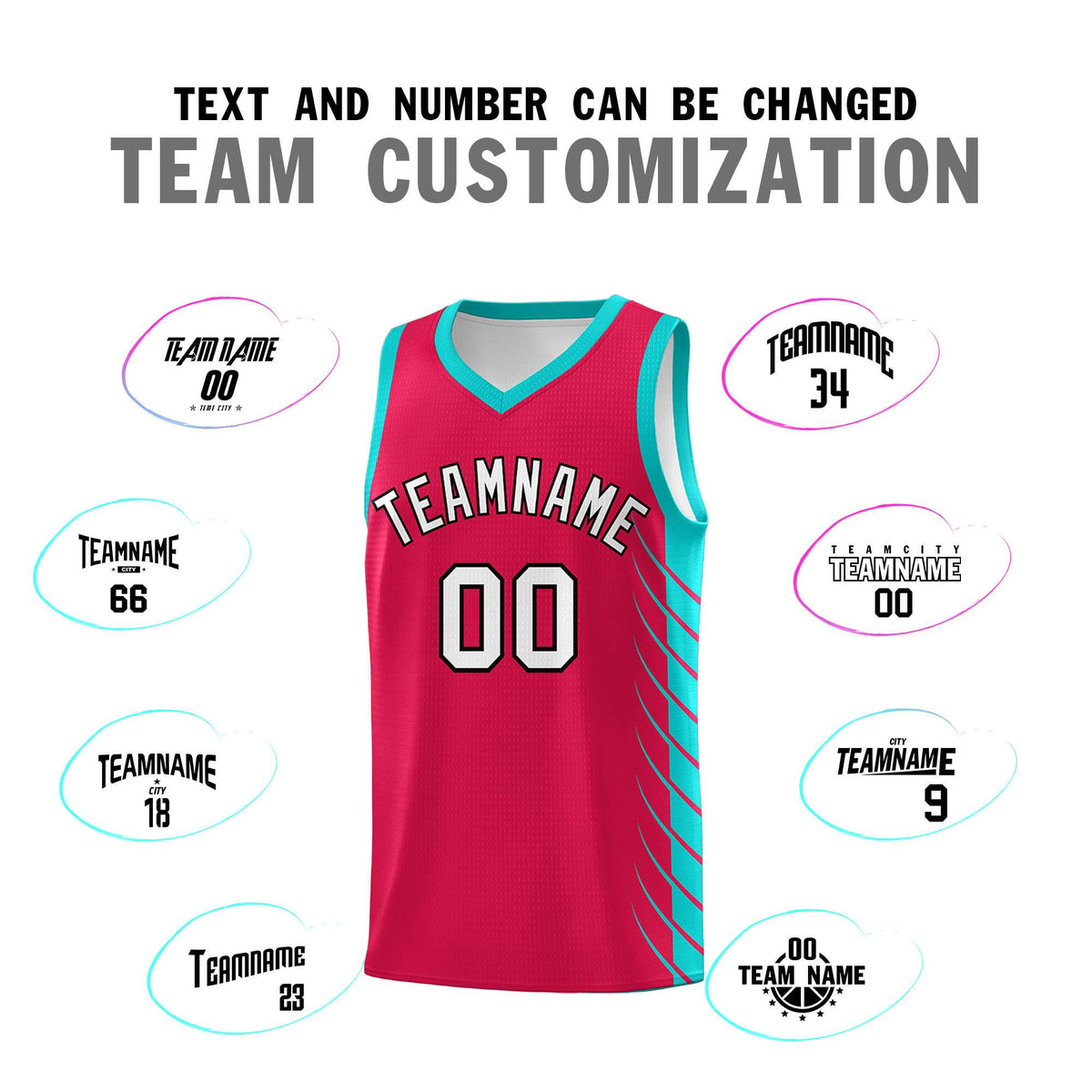 Custom Red Aqua Personalized Side Symmetrical Line Pattern Sports Uniform Basketball Jersey