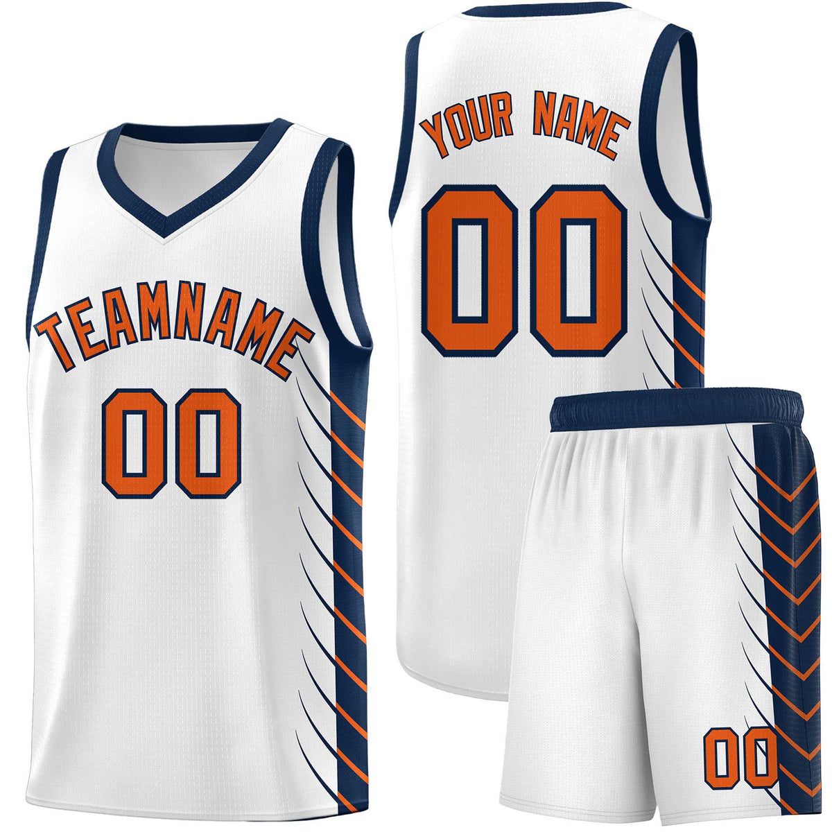 Custom White Navy Personalized Side Symmetrical Line Pattern Sports Uniform Basketball Jersey