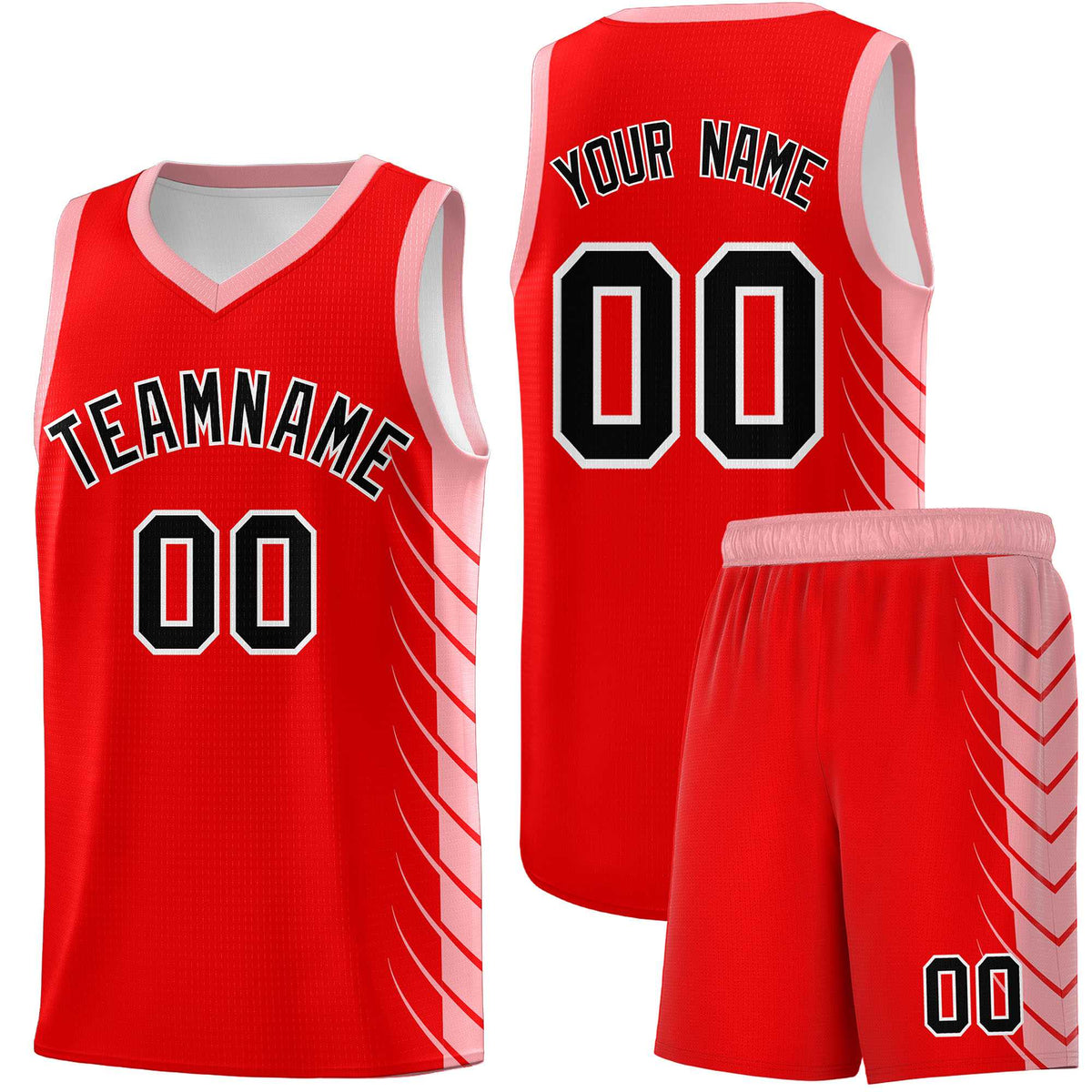 Custom Light Red Light Pink Personalized Side Symmetrical Line Pattern Sports Uniform Basketball Jersey