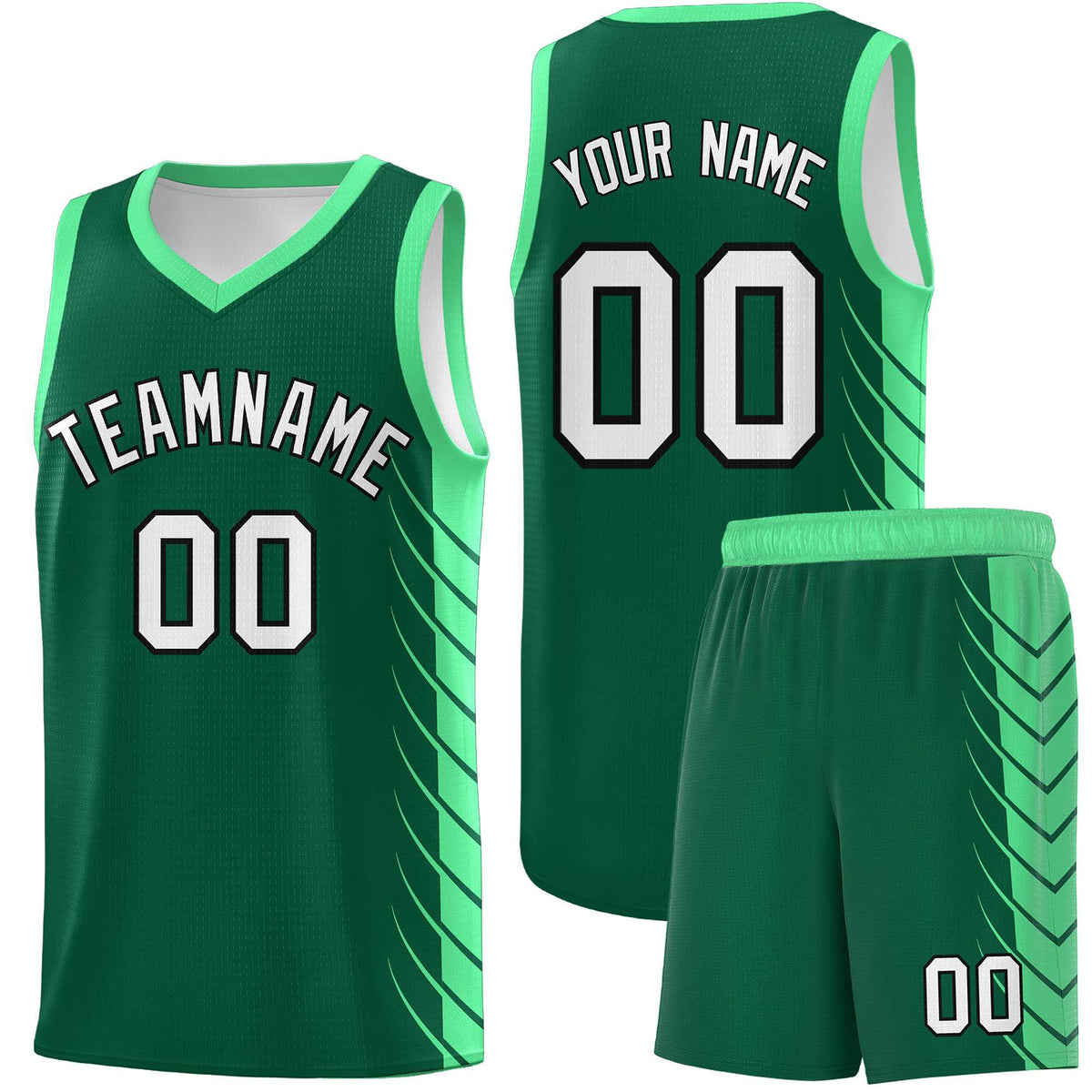 Custom Kelly Green Green Personalized Side Symmetrical Line Pattern Sports Uniform Basketball Jersey