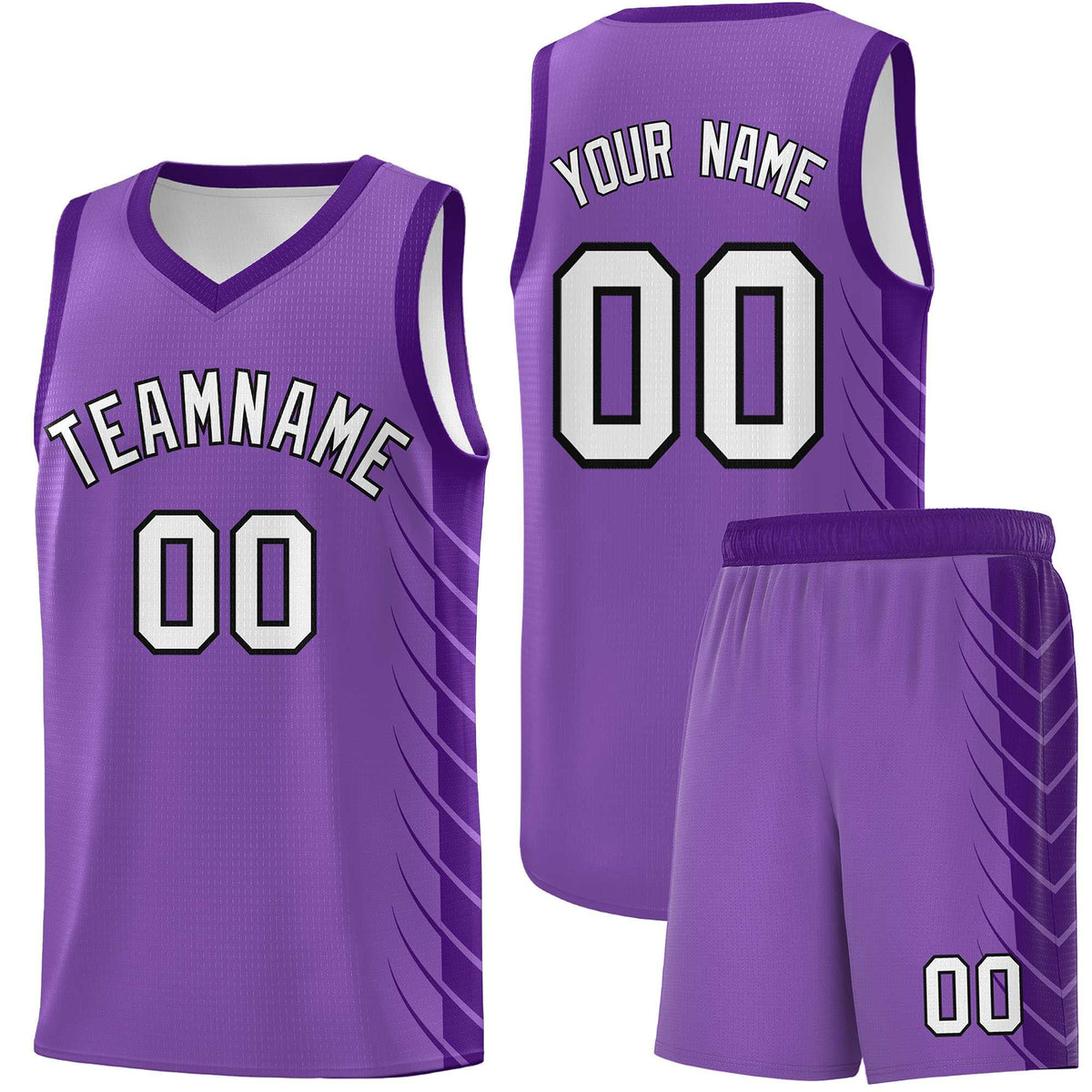 Custom Light Purple Purple Personalized Side Symmetrical Line Pattern Sports Uniform Basketball Jersey