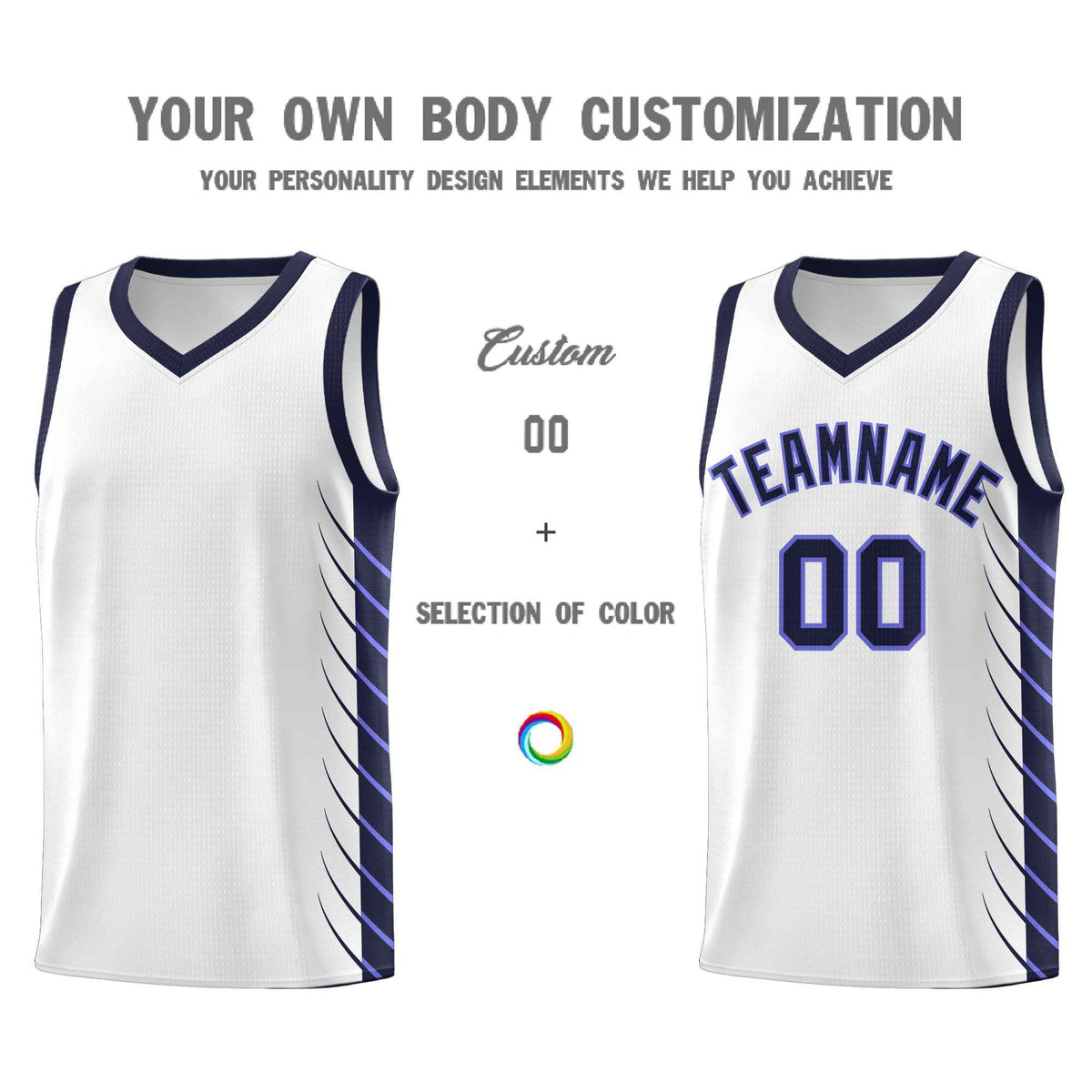 Custom Navy Navy Personalized Side Symmetrical Line Pattern Sports Uniform Basketball Jersey
