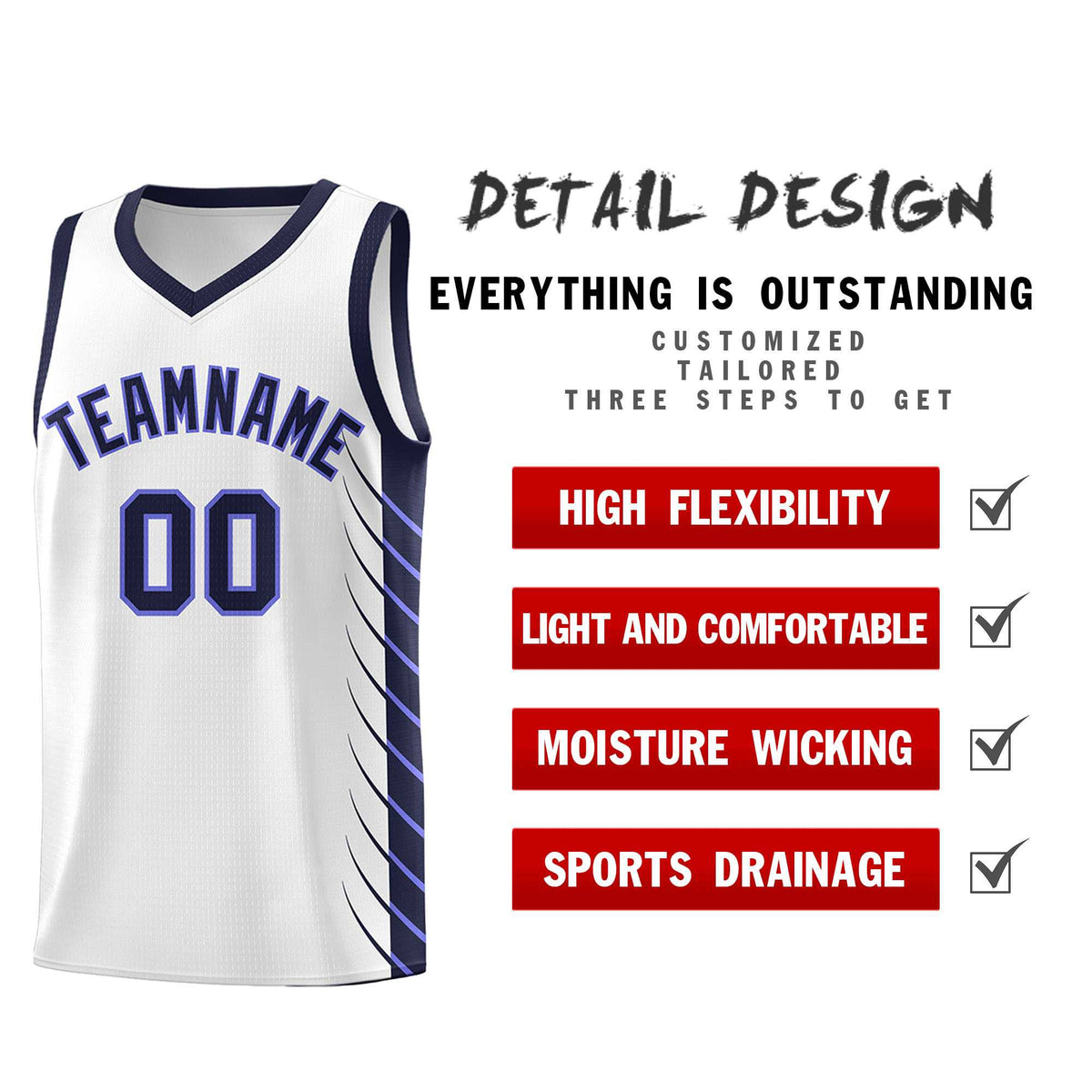 Custom Navy Navy Personalized Side Symmetrical Line Pattern Sports Uniform Basketball Jersey