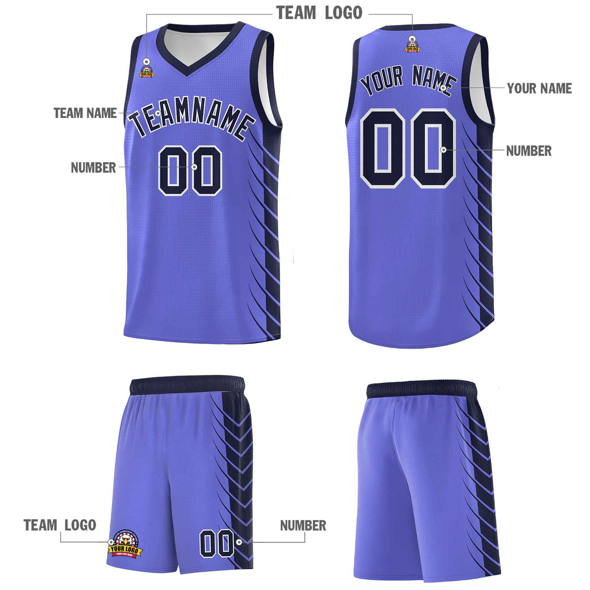 Custom Purple Navy Personalized Side Symmetrical Line Pattern Sports Uniform Basketball Jersey