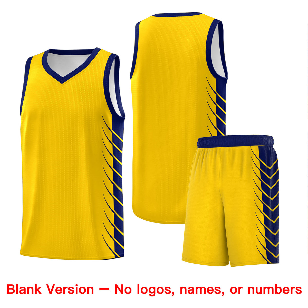 Custom Gold Navy Personalized Side Symmetrical Line Pattern Sports Uniform Basketball Jersey