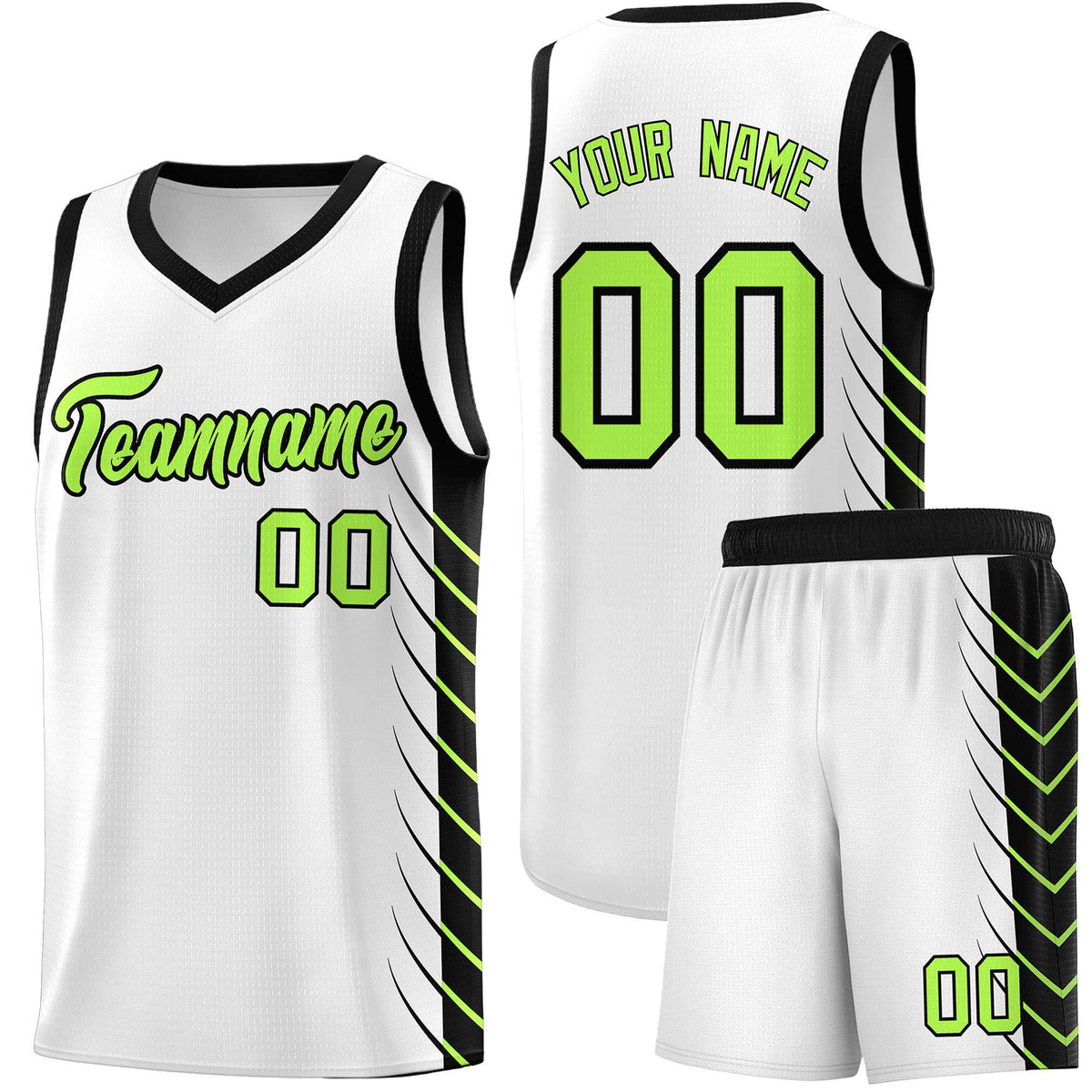 Custom White Black Personalized Side Symmetrical Line Pattern Sports Uniform Basketball Jersey