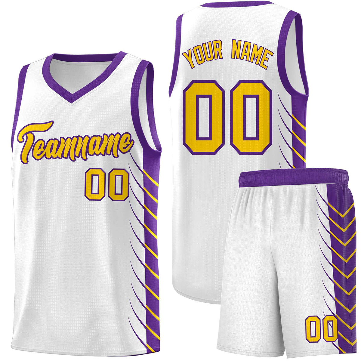 Custom White Purple Personalized Side Symmetrical Line Pattern Sports Uniform Basketball Jersey