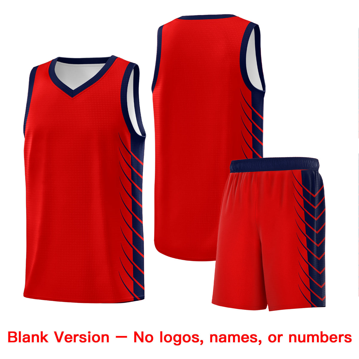 Custom Red Navy Personalized Side Symmetrical Line Pattern Sports Uniform Basketball Jersey