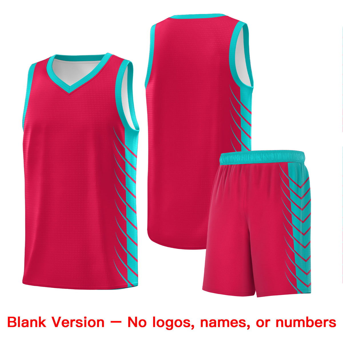 Custom Red Aqua Personalized Side Symmetrical Line Pattern Sports Uniform Basketball Jersey