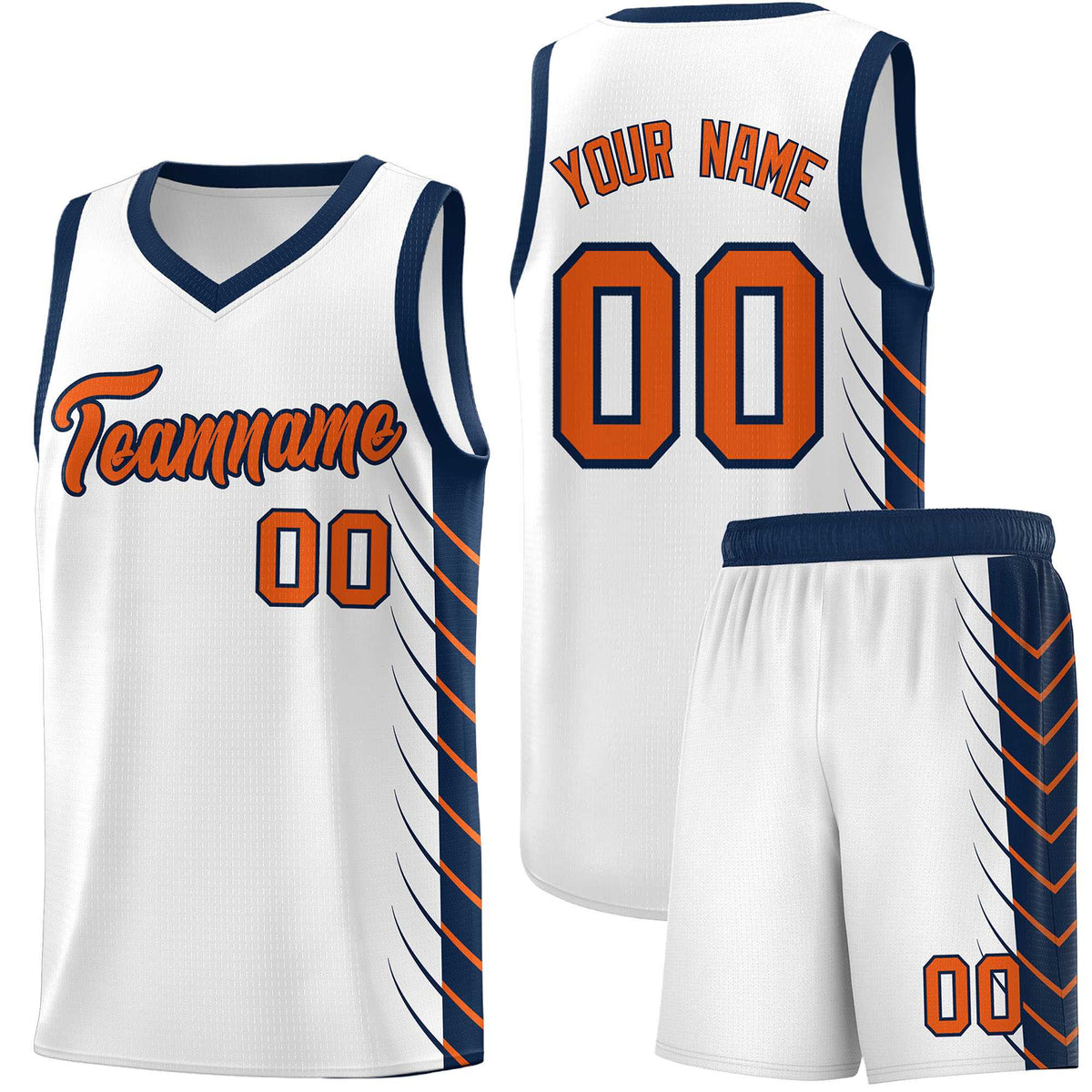 Custom White Navy Personalized Side Symmetrical Line Pattern Sports Uniform Basketball Jersey