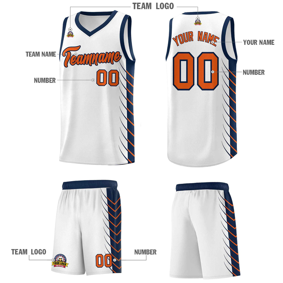 Custom White Navy Personalized Side Symmetrical Line Pattern Sports Uniform Basketball Jersey