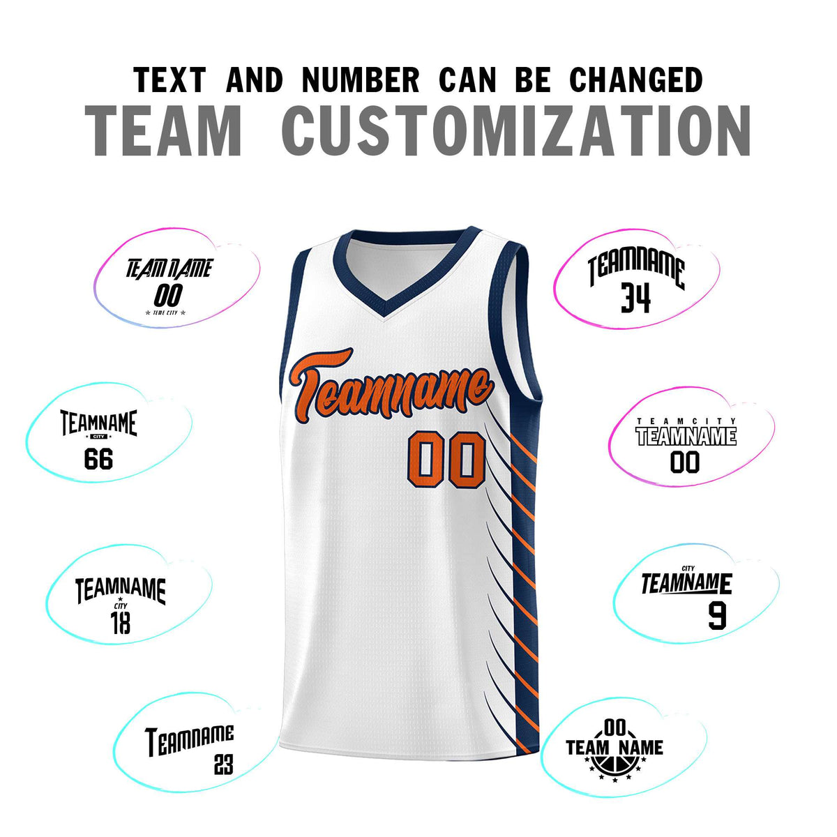 Custom White Navy Personalized Side Symmetrical Line Pattern Sports Uniform Basketball Jersey