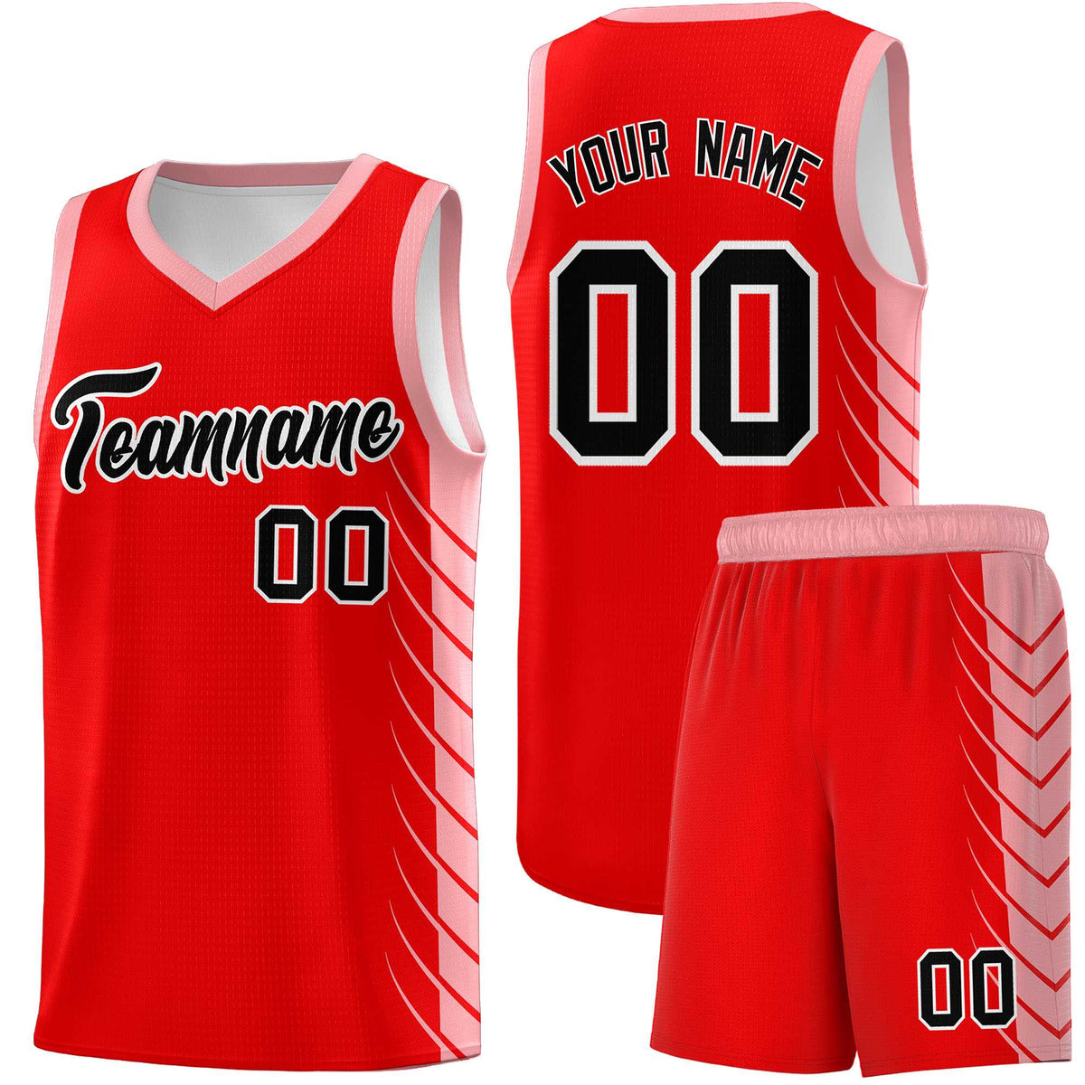 Custom Light Red Light Pink Personalized Side Symmetrical Line Pattern Sports Uniform Basketball Jersey