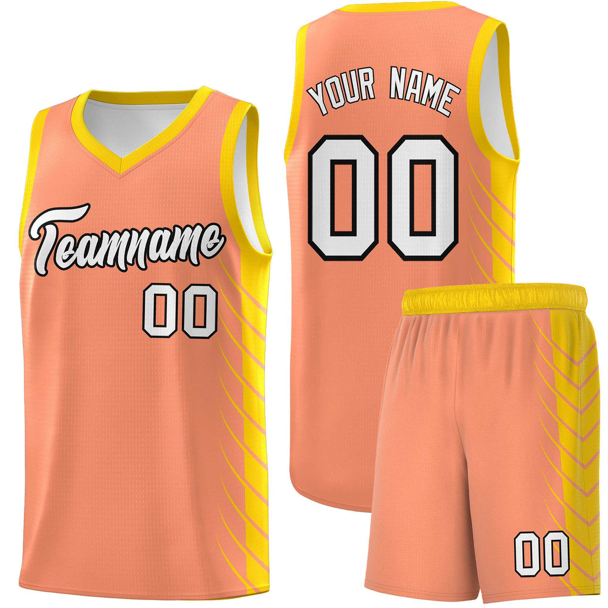 Custom Light Orange Gold Personalized Side Symmetrical Line Pattern Sports Uniform Basketball Jersey
