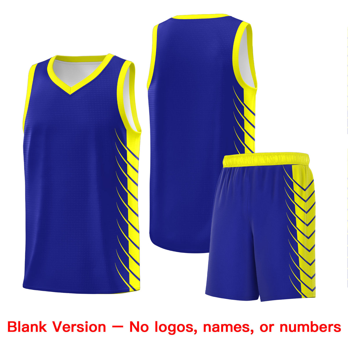 Custom Royal Fluorescent Yellow Personalized Side Symmetrical Line Pattern Sports Uniform Basketball Jersey