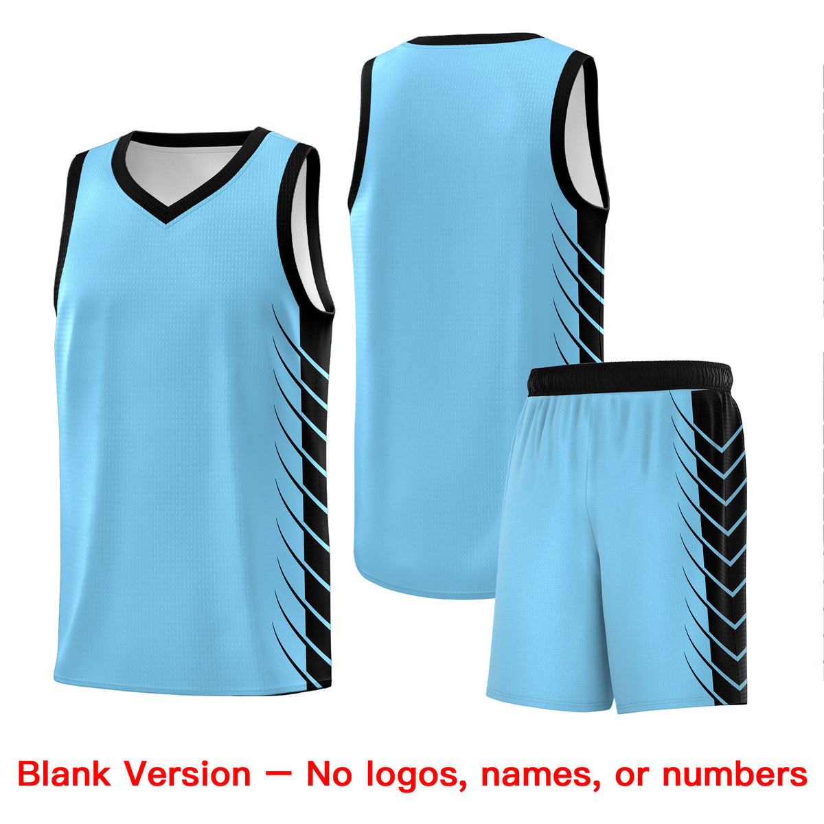 Custom Light Blue Black Personalized Side Symmetrical Line Pattern Sports Uniform Basketball Jersey