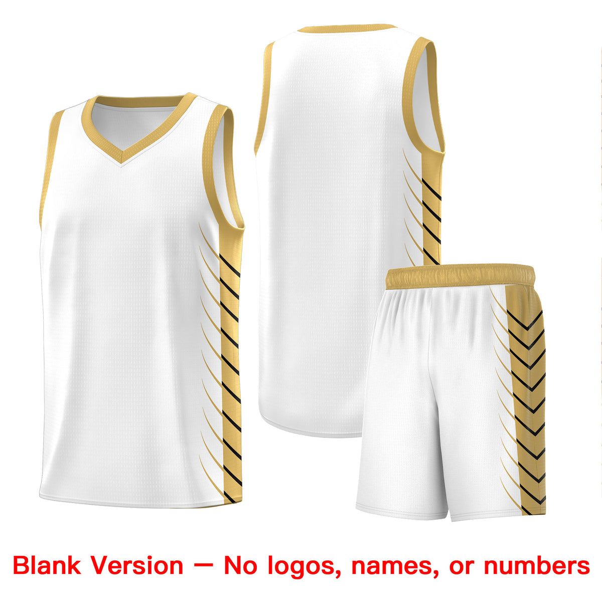 Custom White Old Gold Personalized Side Symmetrical Line Pattern Sports Uniform Basketball Jersey