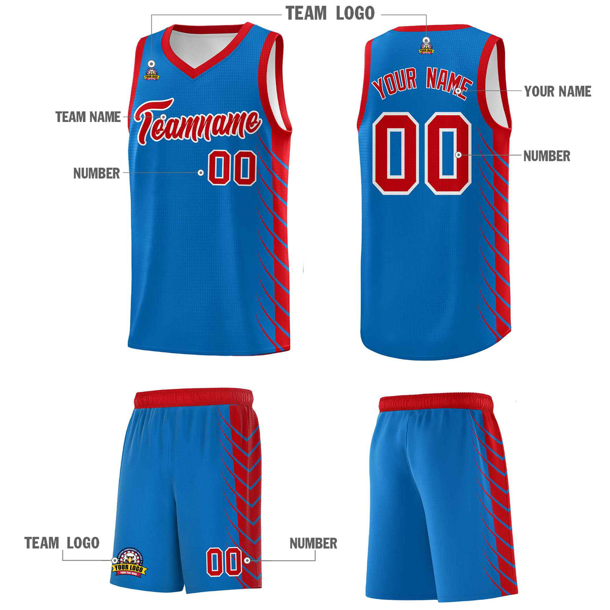 Custom Royal Red Personalized Side Symmetrical Line Pattern Sports Uniform Basketball Jersey