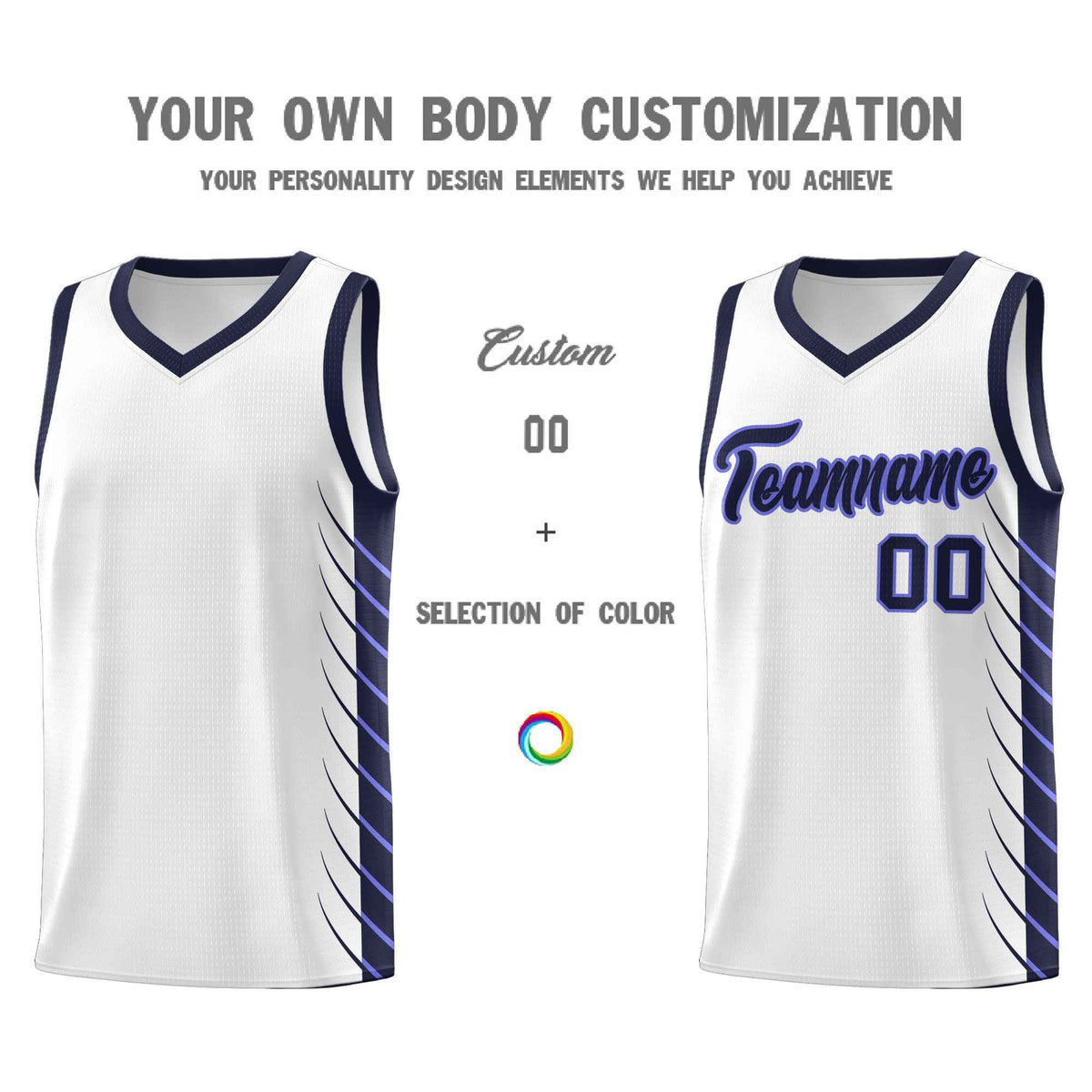 Custom Navy Navy Personalized Side Symmetrical Line Pattern Sports Uniform Basketball Jersey