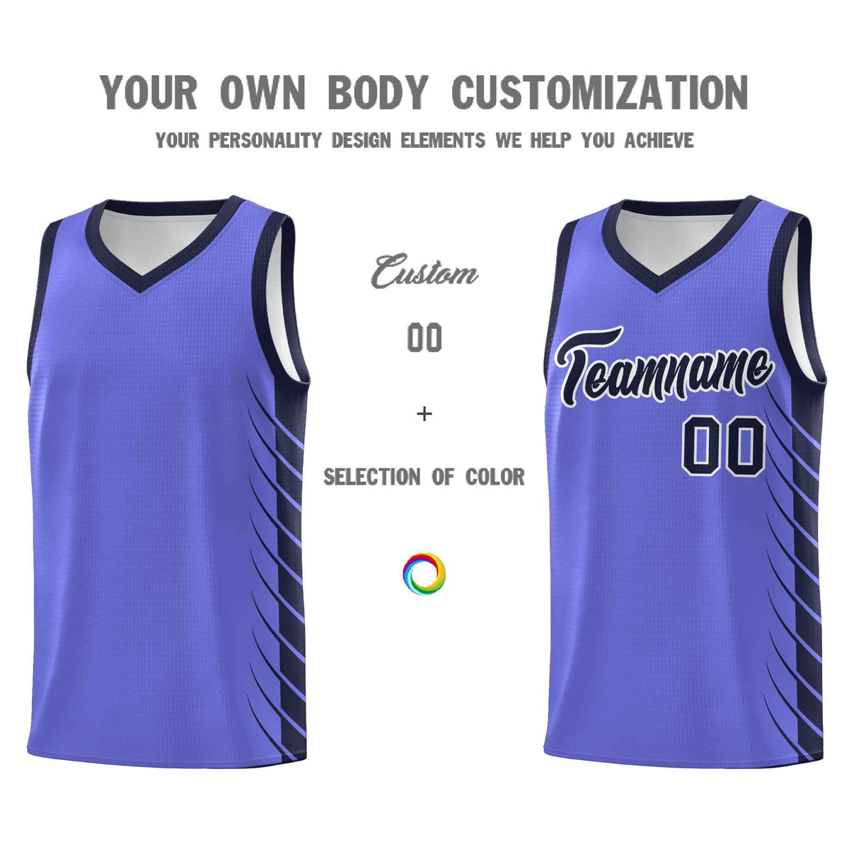 Custom Purple Navy Personalized Side Symmetrical Line Pattern Sports Uniform Basketball Jersey