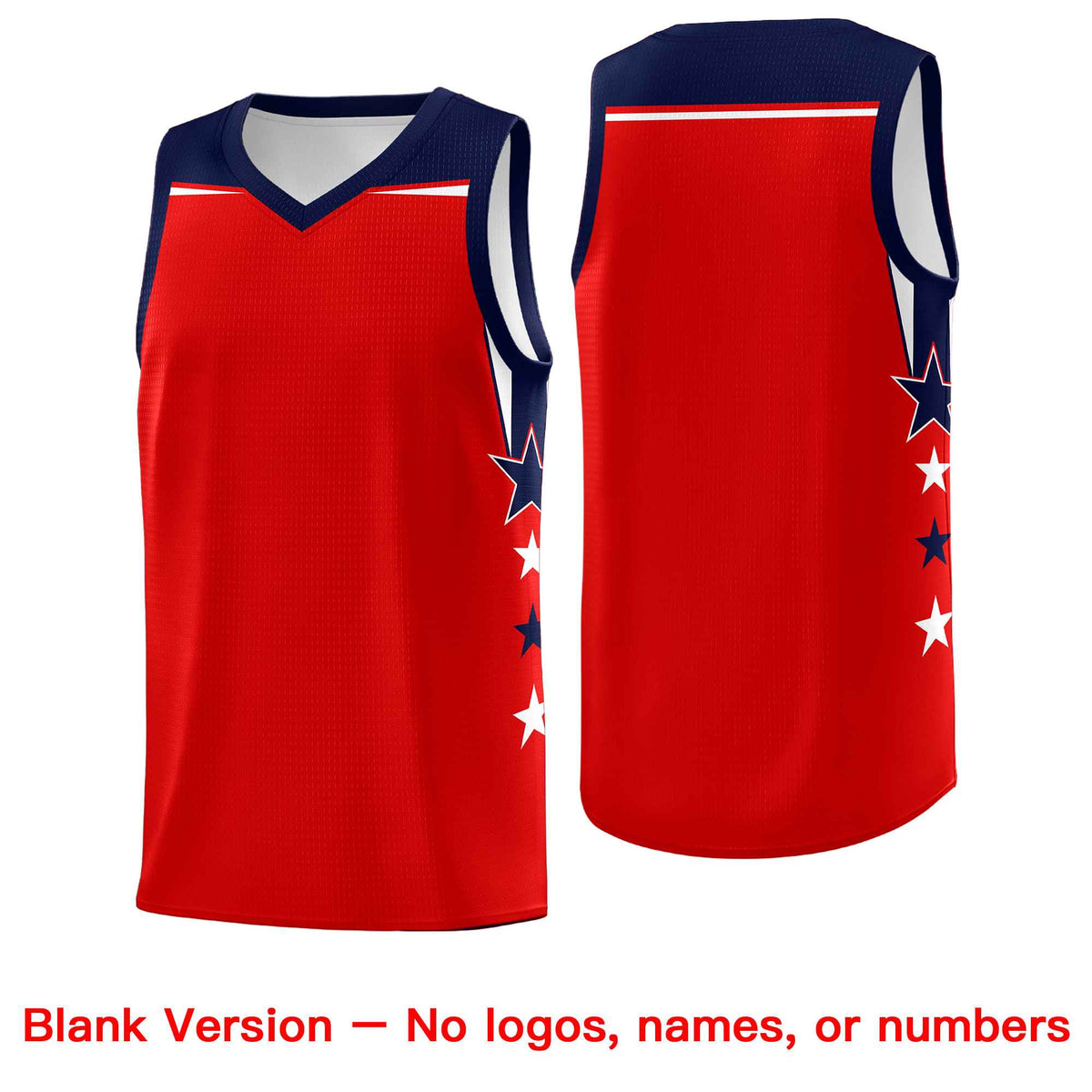 Custom Youth Basketball Uniform Red Navy Two Tone Side Star Personalized Team Jersey