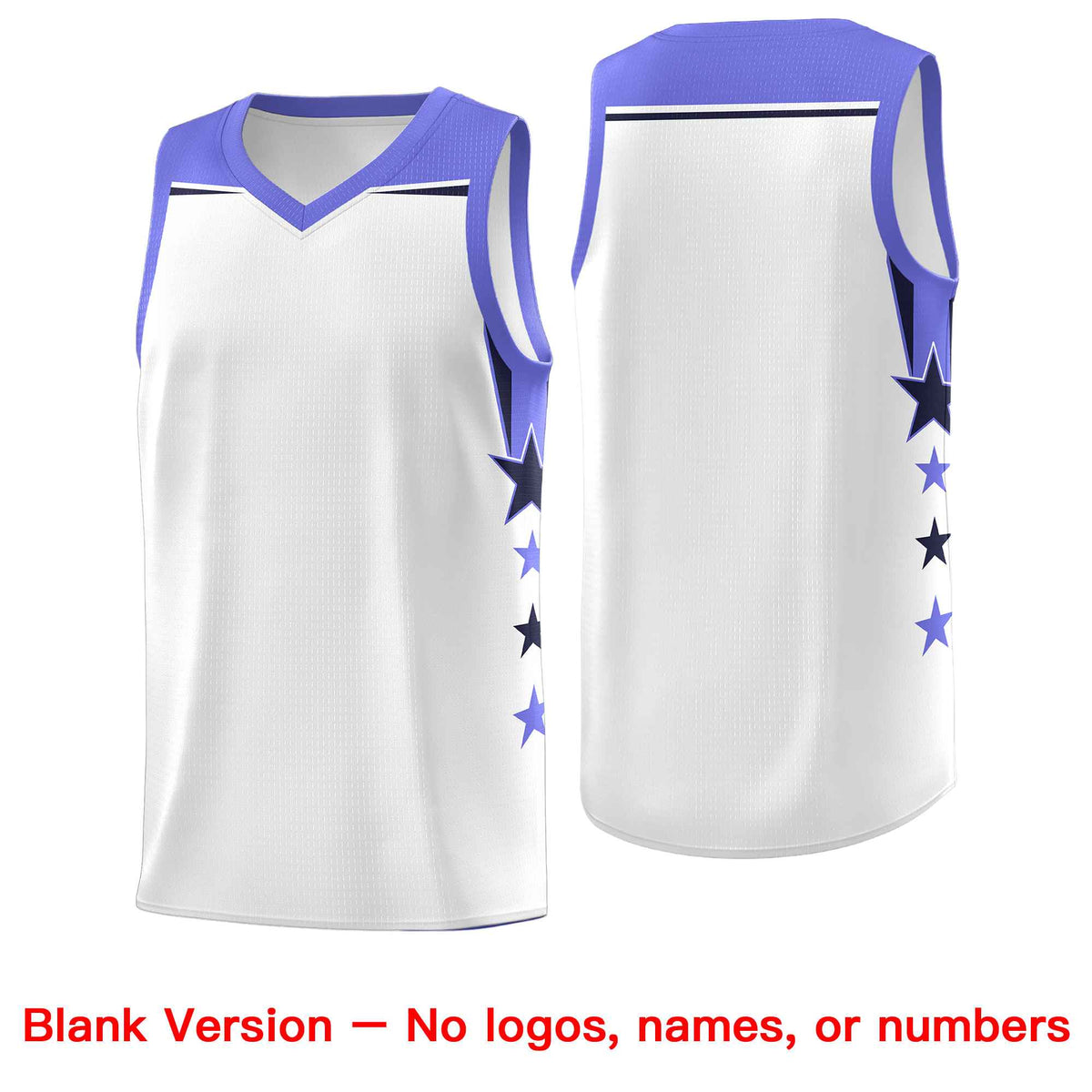 Custom Youth Basketball Uniform White Purple Two Tone Side Star Add Name Number &amp; Logo