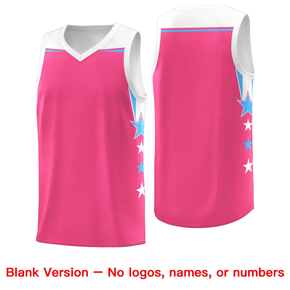 Custom Youth Basketball Uniform Pink White Two Tone Side Star Personalized Team Jersey