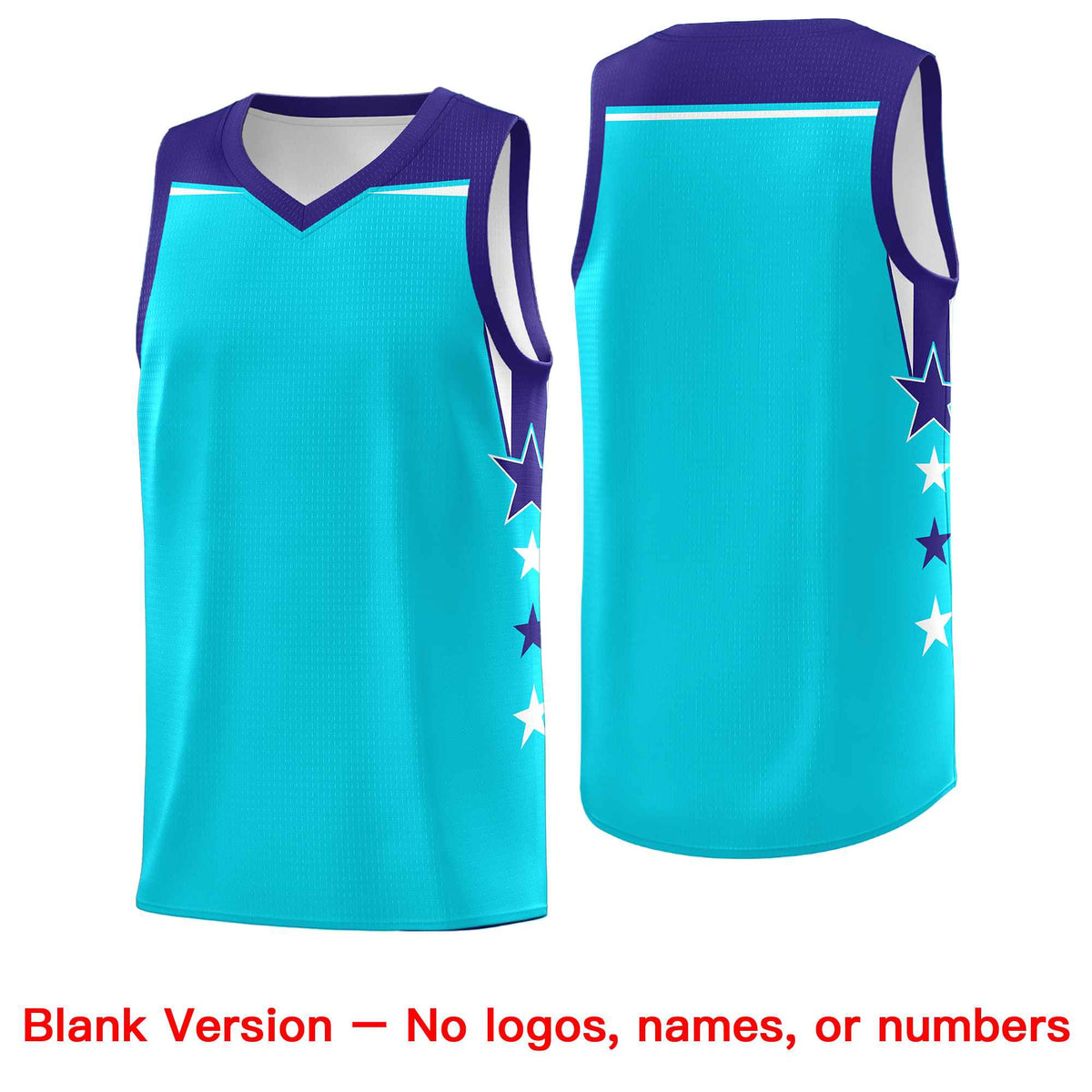 Custom Youth Basketball Uniform Sky Blue Royal Two Tone Side Star Personalized Team Jersey
