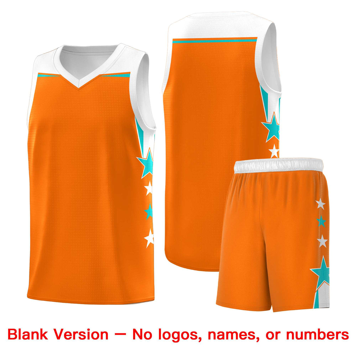 Custom Youth Basketball Uniform Orange White Two Tone Side Star Add Name Number &amp; Logo