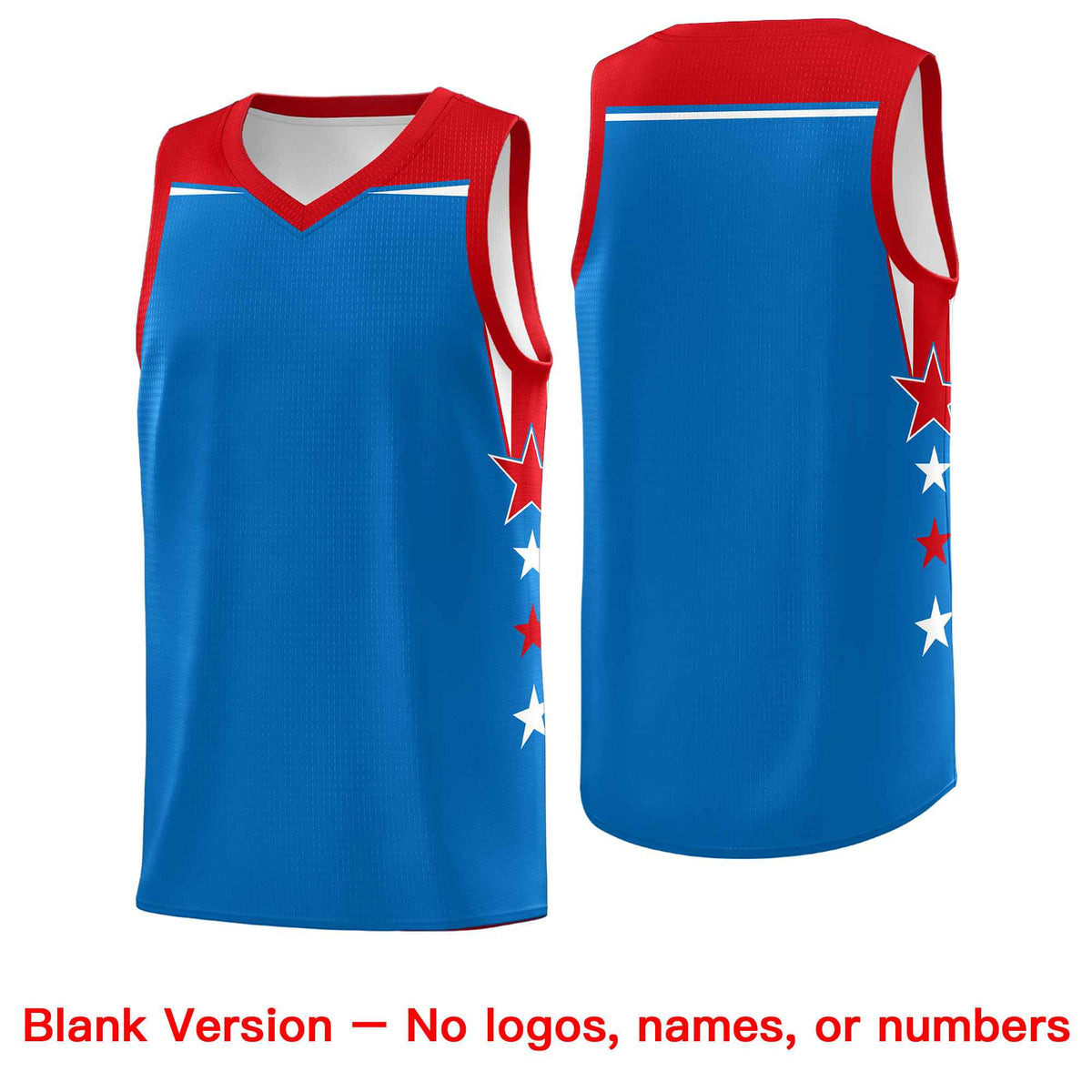 Custom Youth Basketball Uniform Royal Red Two Tone Side Star Color Block Team Jersey