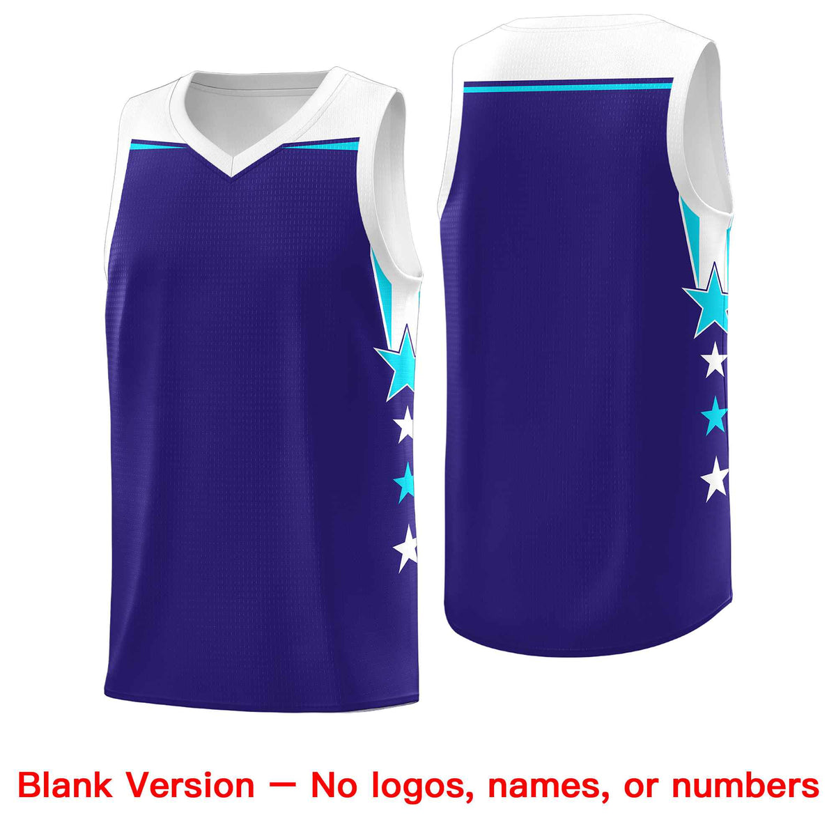 Custom Youth Basketball Uniform Royal White Two Tone Side Star Add Name Number &amp; Logo