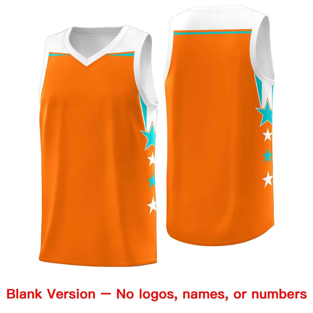 Custom Youth Basketball Uniform Orange White Two Tone Side Star Add Name Number &amp; Logo