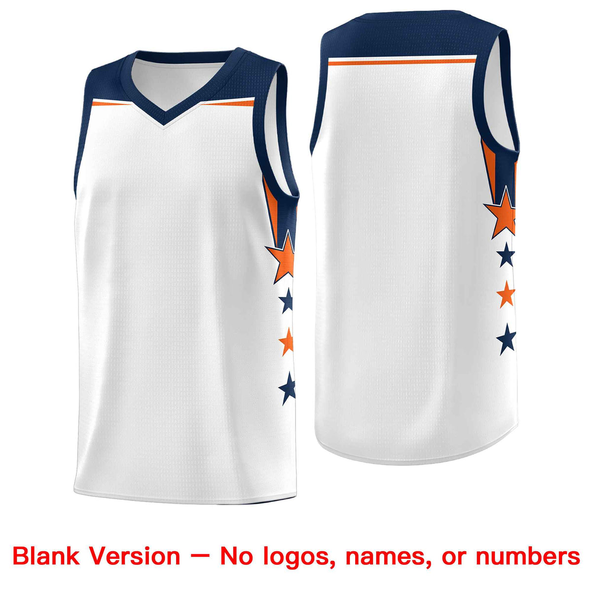 Custom Youth Basketball Uniform White Navy Two Tone Side Star Color Block Team Jersey