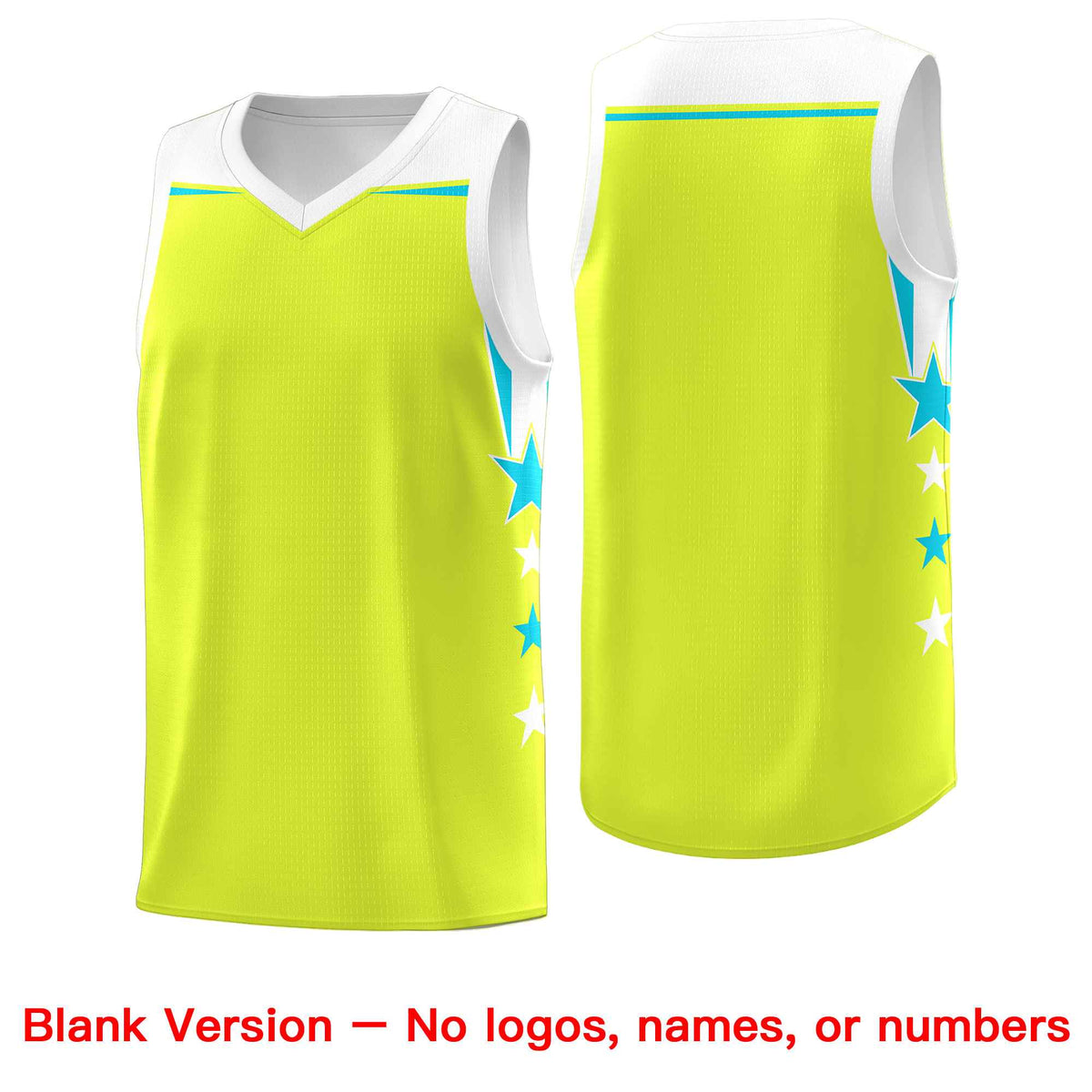 Custom Youth Basketball Uniform Fluorescent Green White Two Tone Side Star Personalized Team Jersey