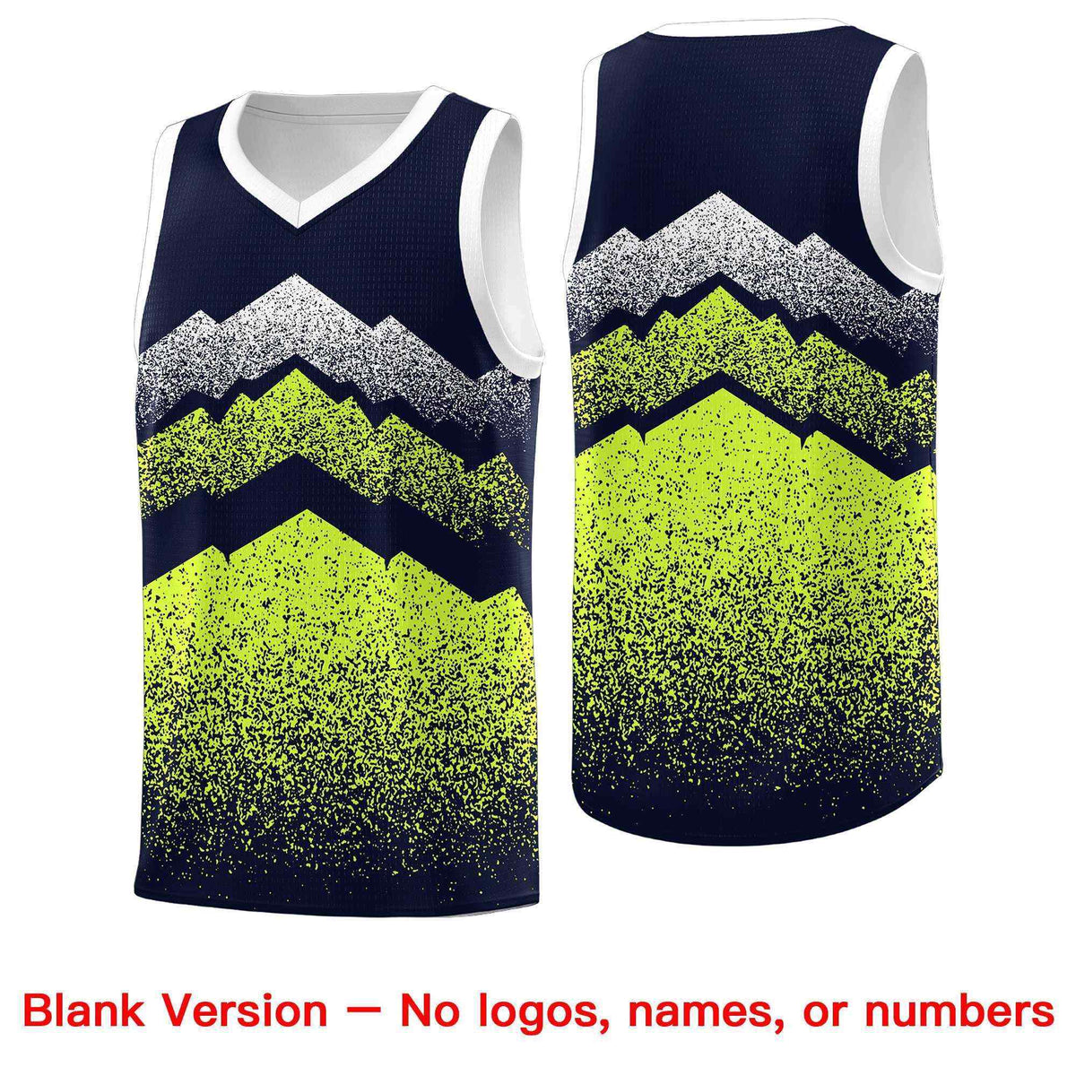 Personalized Youth Basketball Jerseys   Navy Neon Green Gradient Mountain Design Uniforms