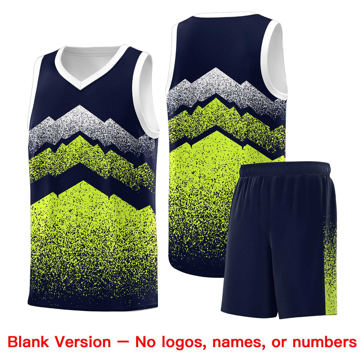 Personalized Youth Basketball Jerseys   Navy Neon Green Gradient Mountain Design Uniforms