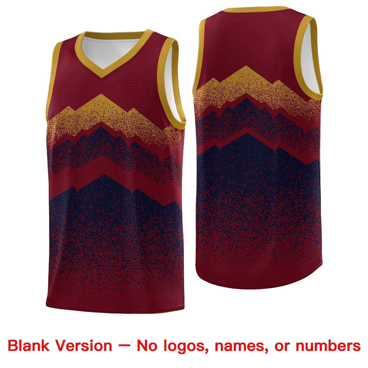 Custom Youth Basketball Jerseys Crimson Navy Gradient Mountain Design Uniforms