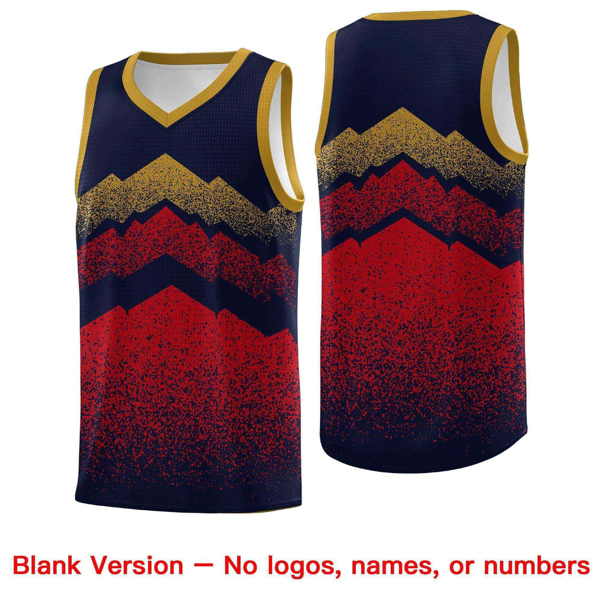 Custom Youth Basketball Jerseys Navy Red Gradient Mountain Design Uniforms