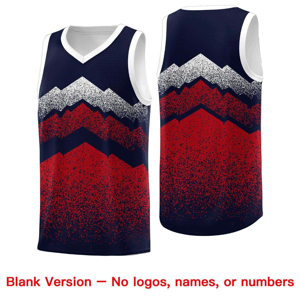 Personalized Youth Basketball Jerseys   Navy Red Gradient Mountain Design Uniforms