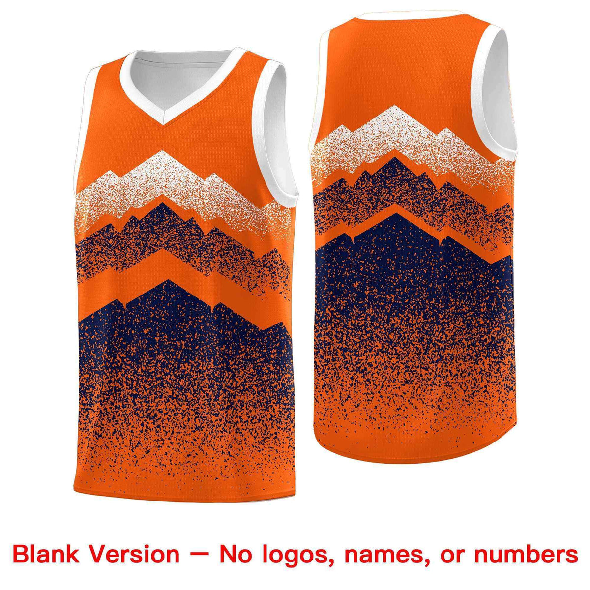 Custom Youth Basketball Jerseys Orange Navy Gradient Mountain Design Uniforms