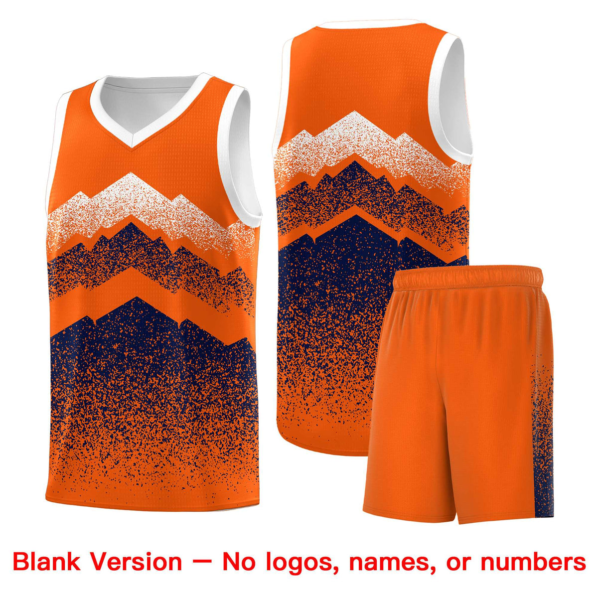 Custom Youth Basketball Jerseys Orange Navy Gradient Mountain Design Uniforms