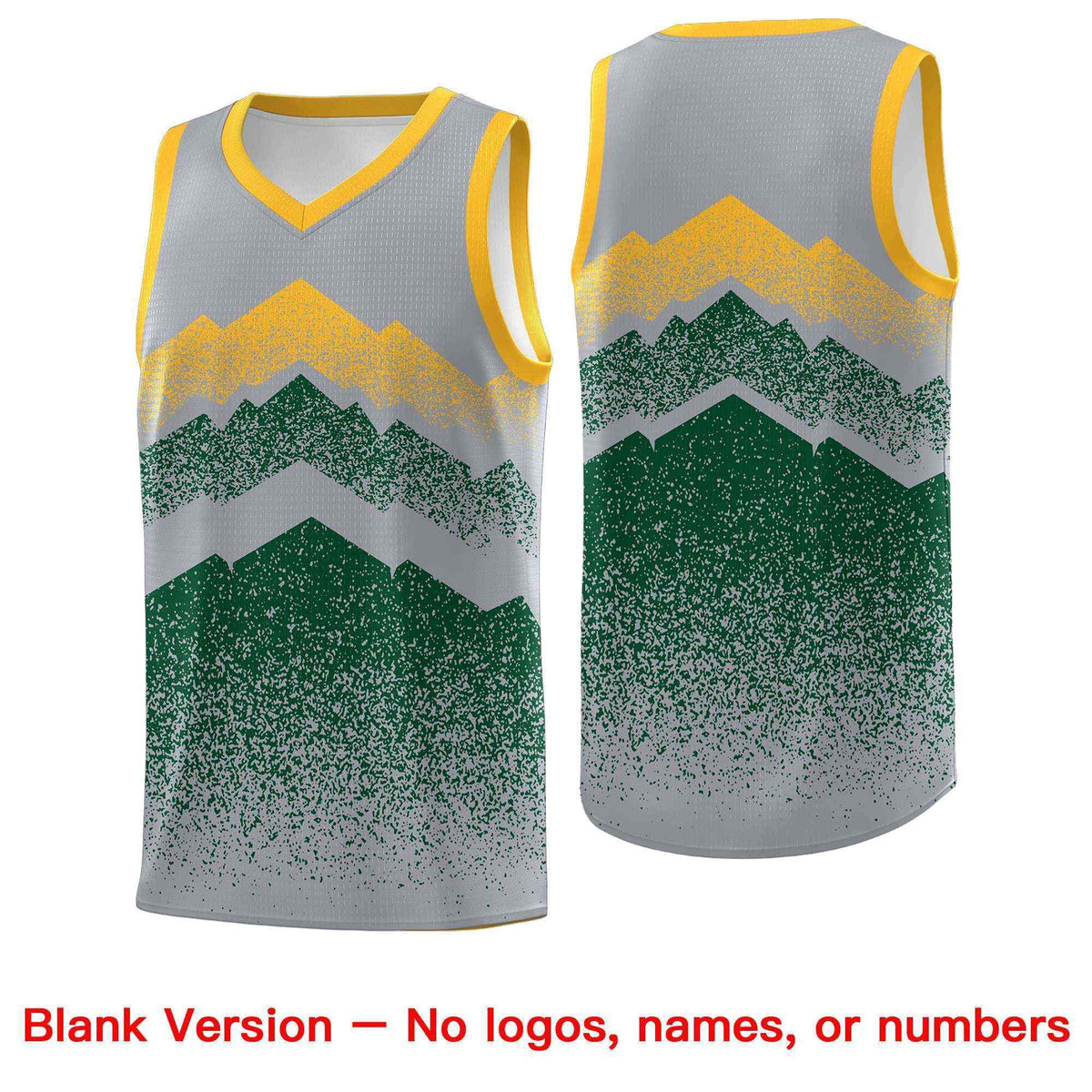 Personalized Youth Basketball Jerseys   Gray Green Gradient Mountain Design Uniforms